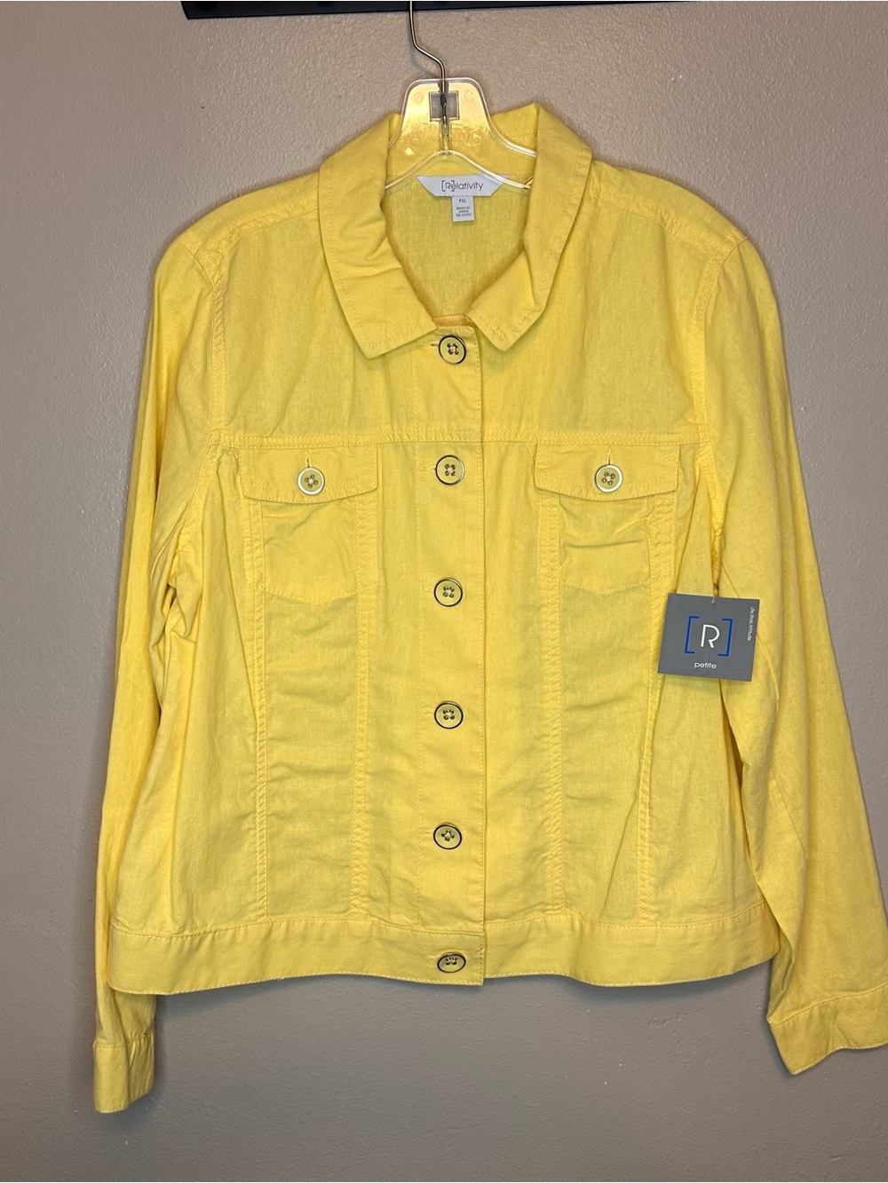NWT Relativity Yellow Linen-blend Button-Front Utility Jacket